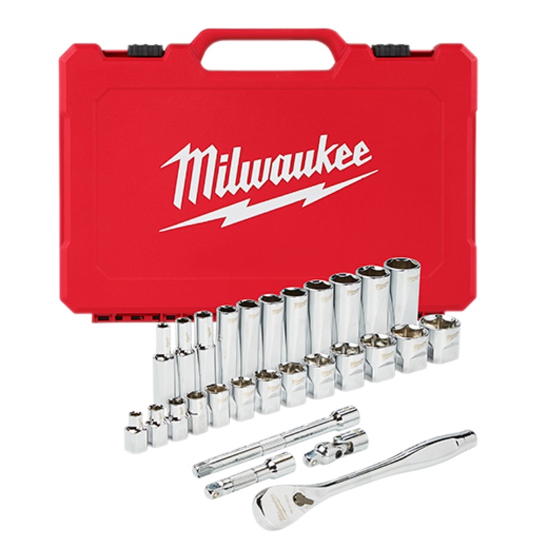 MILWAUKEE 28 PC. 3/8" Drive Ratchet & Socket Set- SAE