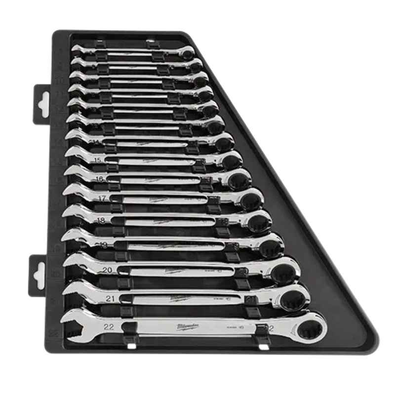 MILWAUKEE 15 PC. Ratcheting Combination Wrench Set - Metric