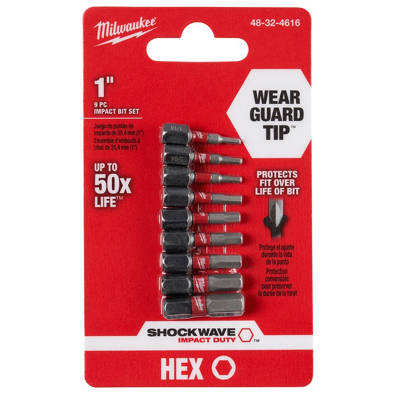 MILWAUKEE 9 PC. SHOCKWAVE Impact Hex Insert Bit Set