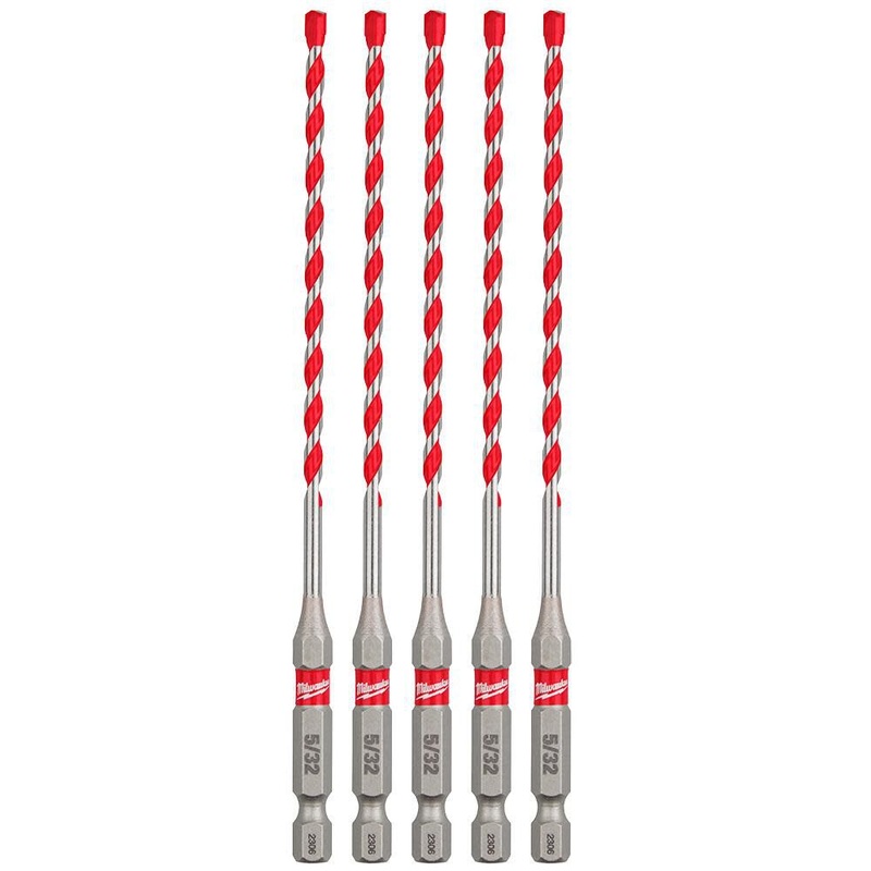 MILWAUKEE 5/32" X 6" Carbide Hammer Drill Bits w/ POWER TIP (5 PACK)