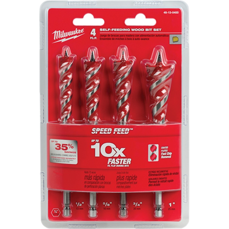 MILWAUKEE 4 PC. SPEED FEED Wood Bit 6-1/2" Set