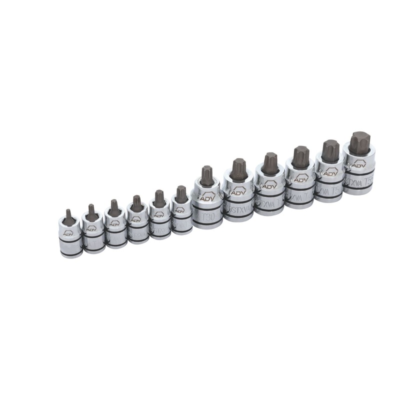 12 PIECE 1/4" AND 3/8" DRIVE ADV STUBBY TORX BIT SOCKET SET