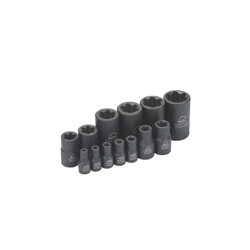 13 PIECE 1/2" 1/4" AND 3/8" DRIVE ADV INVERTED TORX PLUS IMPACT SOCKET SET