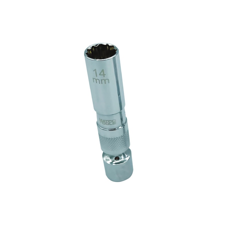 3/8" DRIVE 14MM METRIC 12 POINT MAGNETIC THIN WALL UNIVERSAL JOINT SPARK PLUG SOCKET