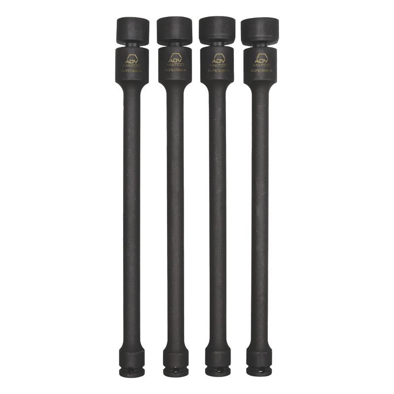 4 PIECE 3/8" DRIVE METRIC 6 POINT ADV IMPACT UNIVERSAL SOCKET EXTENSION SET