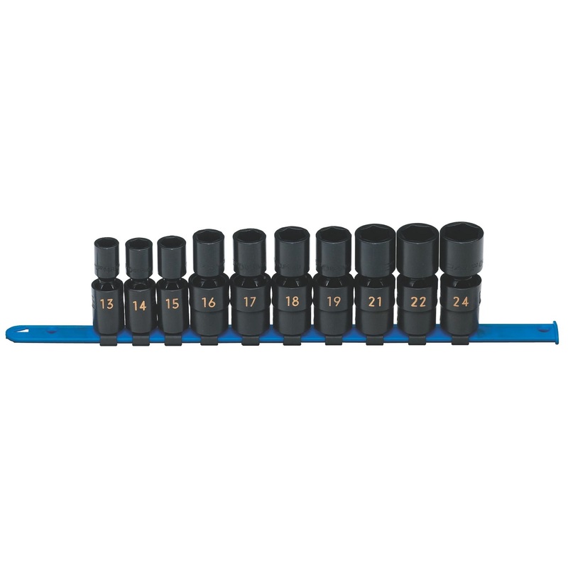 1/2" DRIVE 10 PIECE METRIC 6 POINT UNIVERSAL IMPACT SOCKET SET