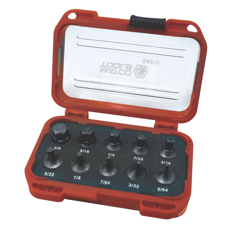10 PIECE 1/4" DRIVE STUBBY SAE HEX SET