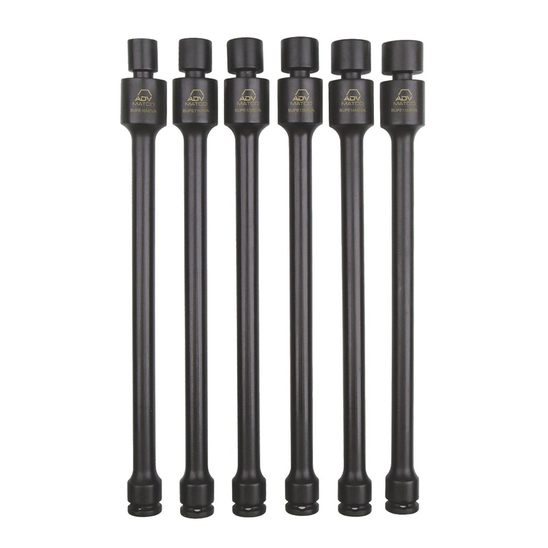 6 PIECE 3/8" DRIVE METRIC 6 POINT ADV IMPACT UNIVERSAL SOCKET EXTENSION SET
