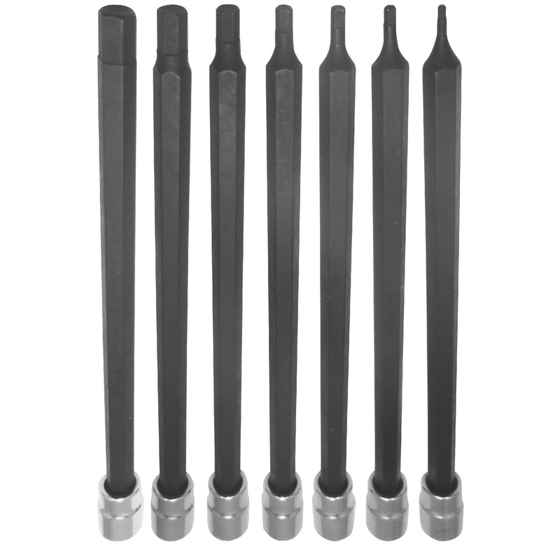 1/4" DRIVE 7 PIECE SAE 6" HEX BIT CHROME SOCKET SET