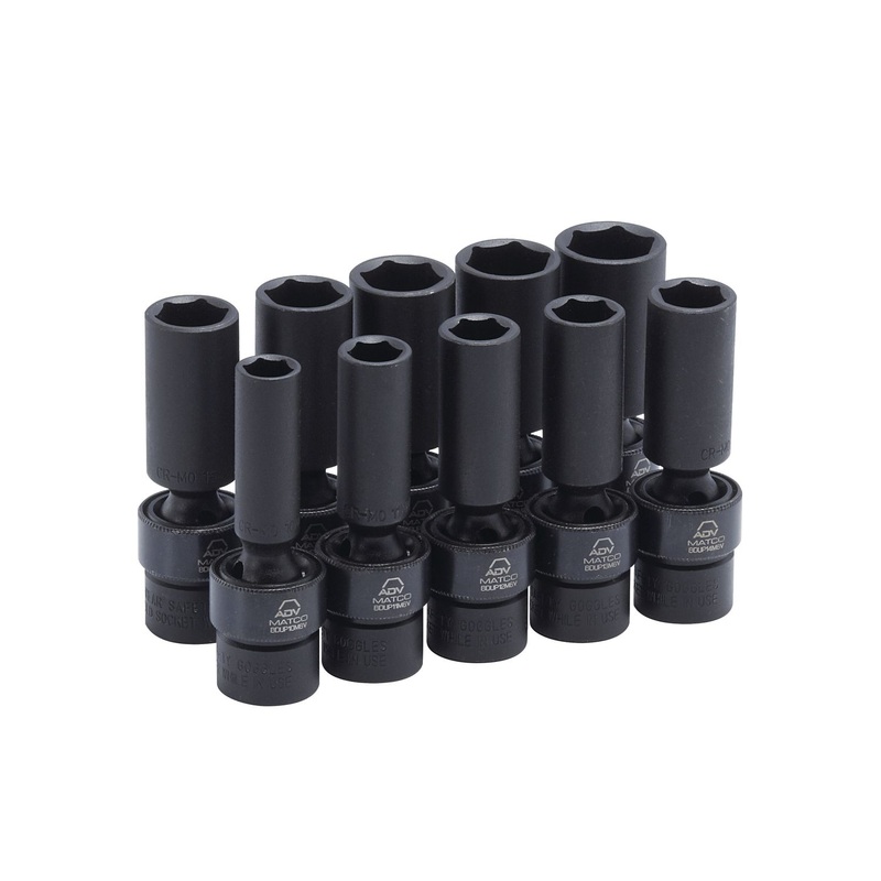 10 PIECE 3/8" DRIVE METRIC 6 POINT ADV DEEP UNIVERSAL IMPACT SOCKET SET