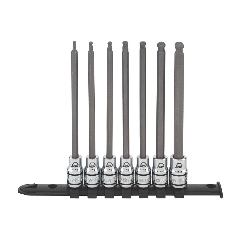 3/8" DRIVE 7 PIECE LONG ADV HEX BALL SAE BIT SOCKET SET