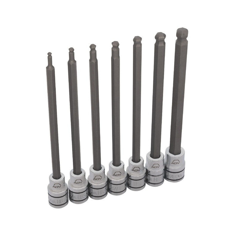 7 PIECE 1/4" AND 3/8" DRIVE SAE ADV LONG BALL HEX BIT SOCKET SET