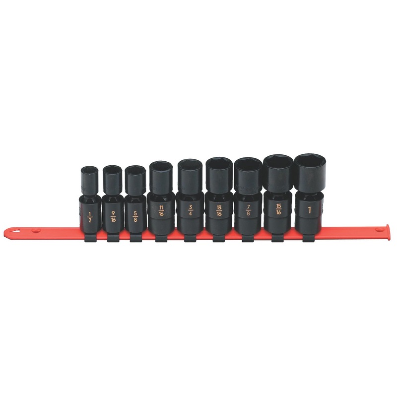 1/2" DRIVE 9 PIECE SAE 6 POINT UNIVERSAL IMPACT SOCKET SET