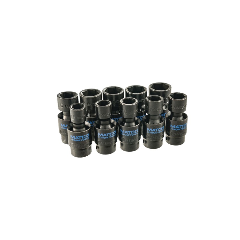 10 PIECE 3/8" DRIVE METRIC 6 POINT TORQUE FORCE UNIVERSAL IMPACT SOCKET SET
