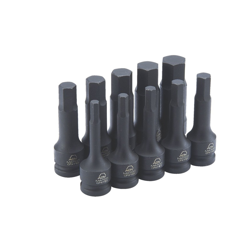 10PCS HEX BIT SAE SOCKET SET