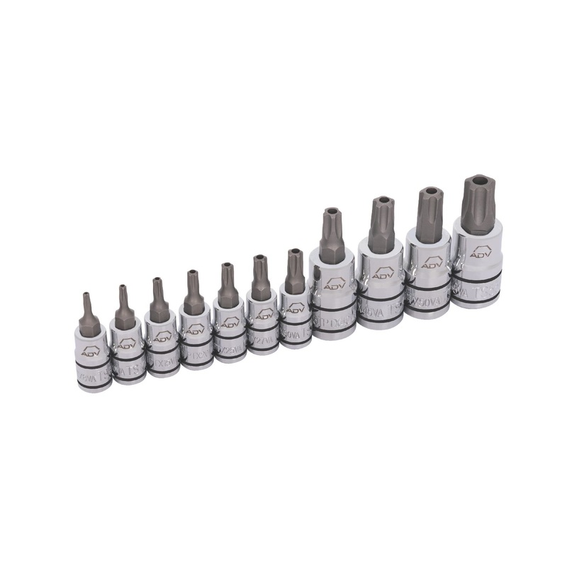 11 PIECE 1/4" AND 3/8" DRIVE ADV 5 POINT TAMPER-RESISTANT TORX PLUS BIT SOCKET SET