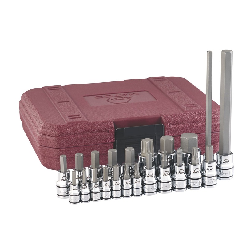 22 PIECE 1/4" AND 3/8" DRIVE MOTORCYCLE ADV HEX BIT SET