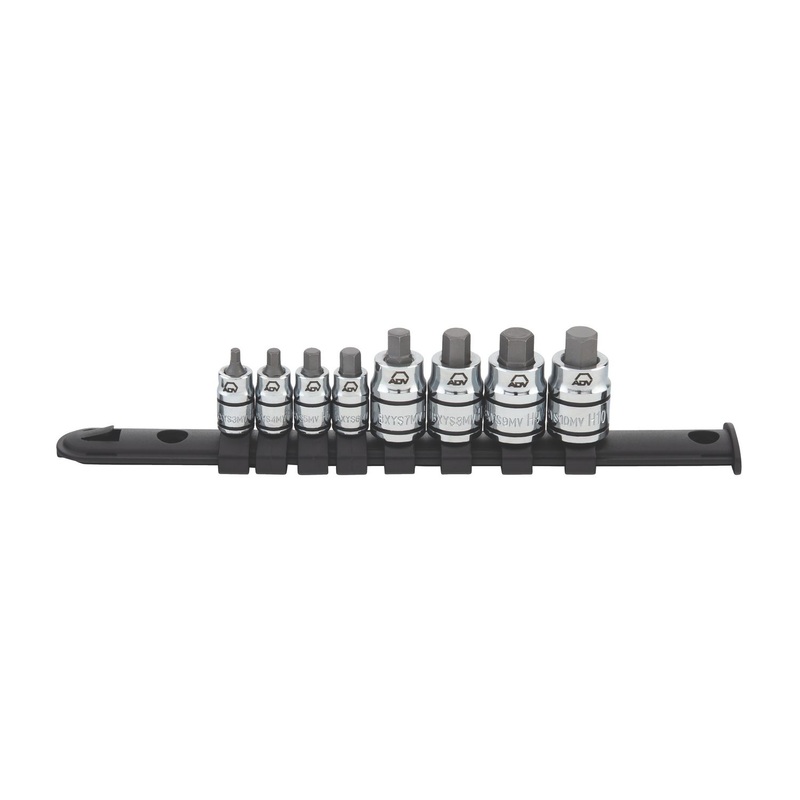 8 PIECE 1/4" AND 3/8" DRIVE STUBBY METRIC ADV HEX BIT SOCKET SET