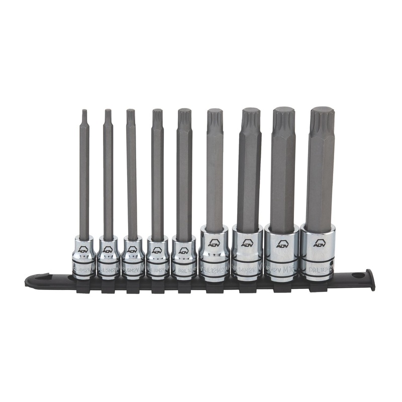 9 PIECE 3/8" AND 1/2" DRIVE LONG TRIPLE SQUARE ADV BIT SOCKET SET