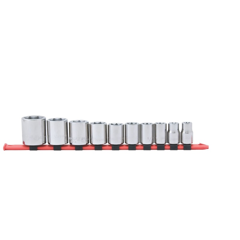 1/2" DRIVE 10 PIECE 8 POINT CHROME SOCKET SET