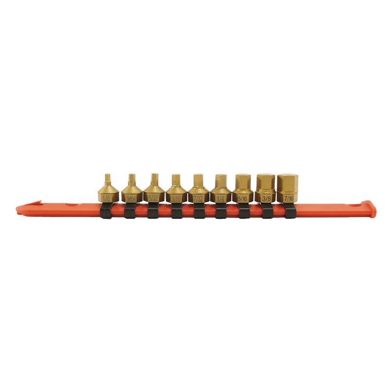 1/4" DRIVE 9 PIECE SAE HEX BIT SET