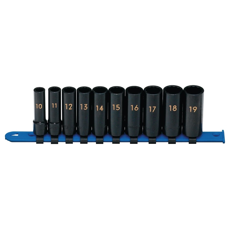 3/8" DRIVE 10 PIECE METRIC 12 POINT DEEP IMPACT SOCKET SET