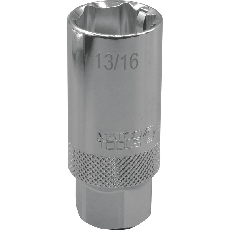 3/8" DRIVE 13/16" SAE 6 POINT 2" LONG SPARK PLUG SOCKET WITH RETAINING TABS