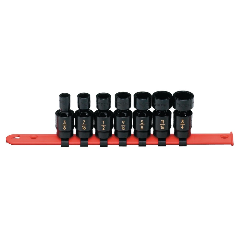 7 PIECE 3/8" DRIVE SAE 6 POINT UNIVERSAL IMPACT SOCKET SET