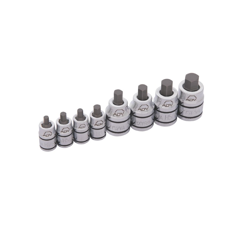 8 PIECE 1/4" AND 3/8" DRIVE SAE ADV STUBBY HEX BIT SOCKET SET