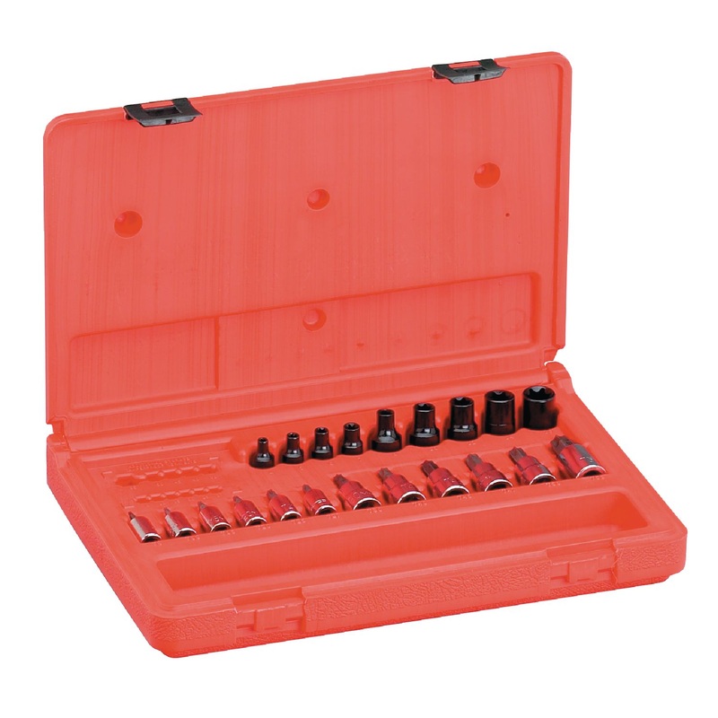 1/4" AND 3/8" DRIVE 21 PIECE TORX BIT DRIVER SET