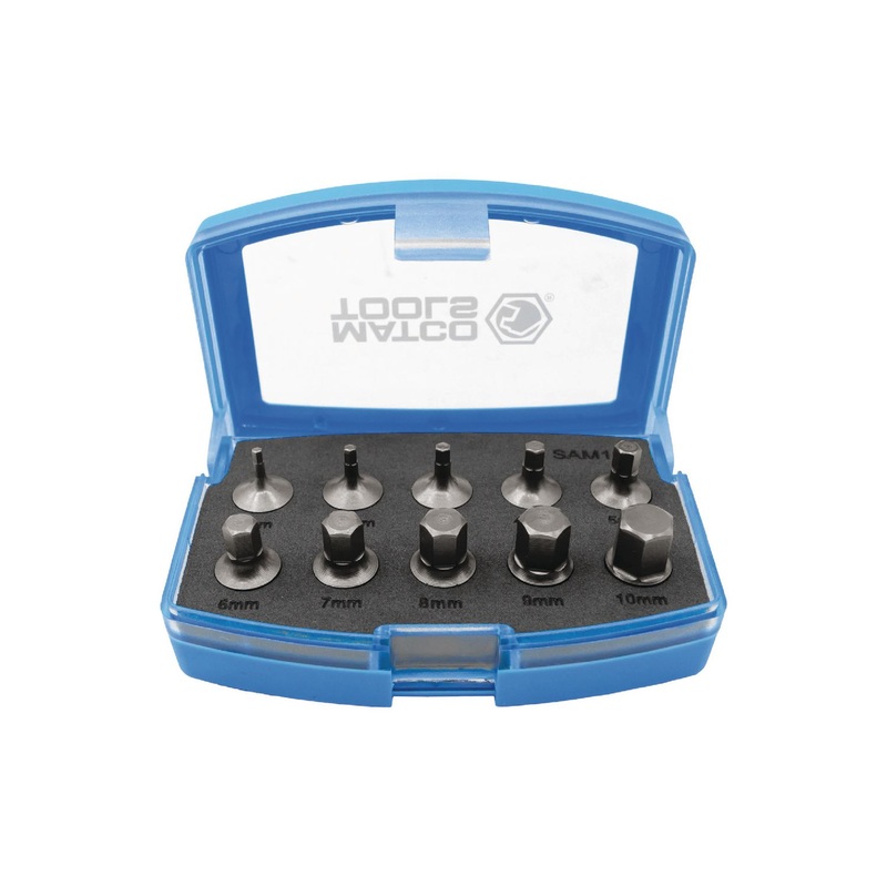 10 PIECE 1/4" DRIVE STUBBY HEX METRIC DRIVER SET