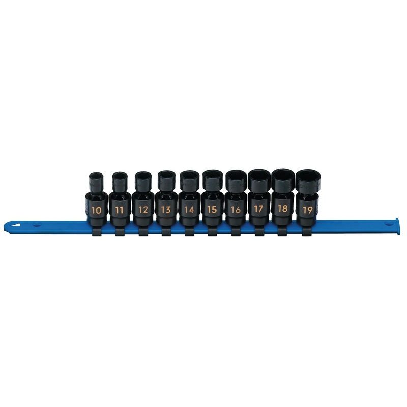 10 PIECE 3/8" DRIVE METRIC 6 POINT UNIVERSAL IMPACT SOCKET SET
