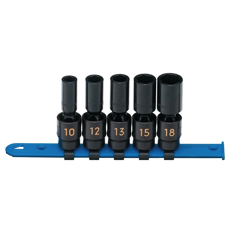 3/8" DRIVE 5 PIECE METRIC 6 POINT DEEP UNIVERSAL IMPACT SOCKET SET