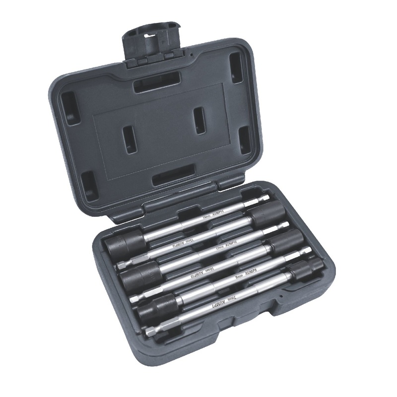 6 PIECE 1/4" HEX SHANK METRIC 12 POINT 6" LONG UNIVERSAL IMPACT DRIVER EXTENSION POWER BIT SET