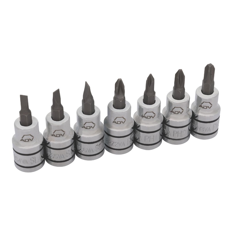 7 PIECE 3/8" DRIVE ADV PHILLIPS AND SLOTTED BIT SOCKET SET