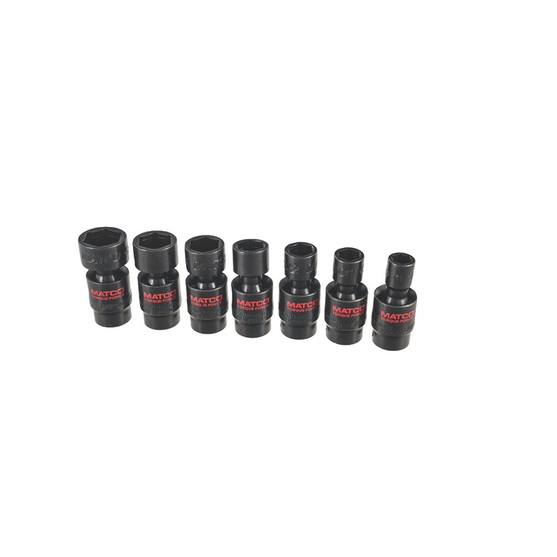 7 PIECE 3/8" DRIVE SAE 6 POINT TORQUE FORCE UNIVERSAL IMPACT SOCKET SET