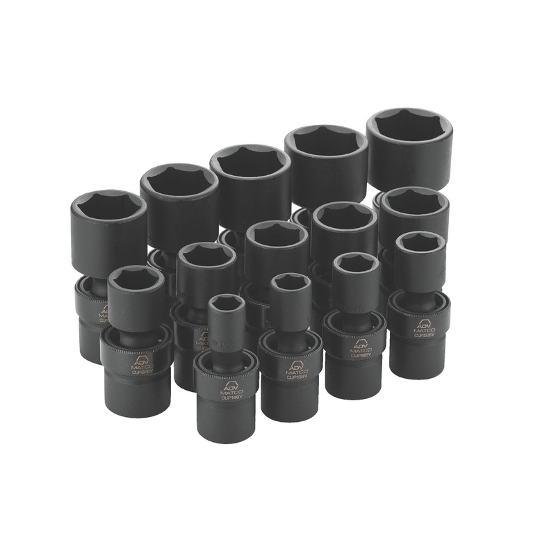 14 PIECE 1/2" DRIVE SAE 6 POINT ADV UNIVERSAL IMPACT SOCKET SET