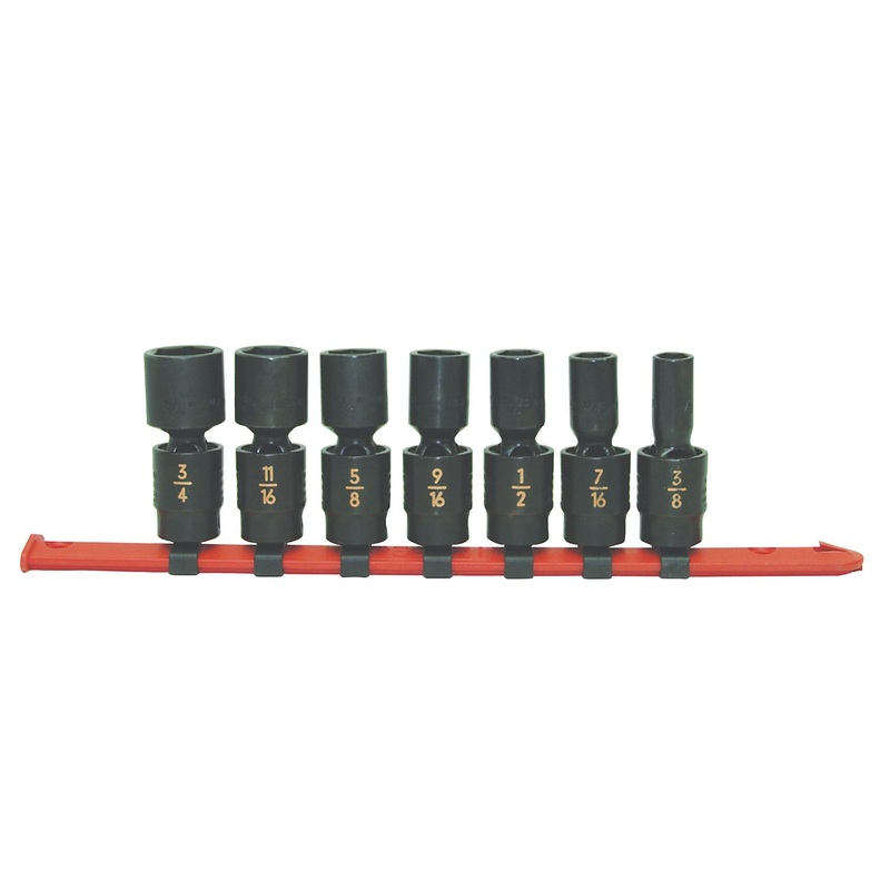 3/8" DRIVE 7 PIECE SAE 6 POINT MID-LENGTH UNIVERSAL IMPACT SOCKET SET