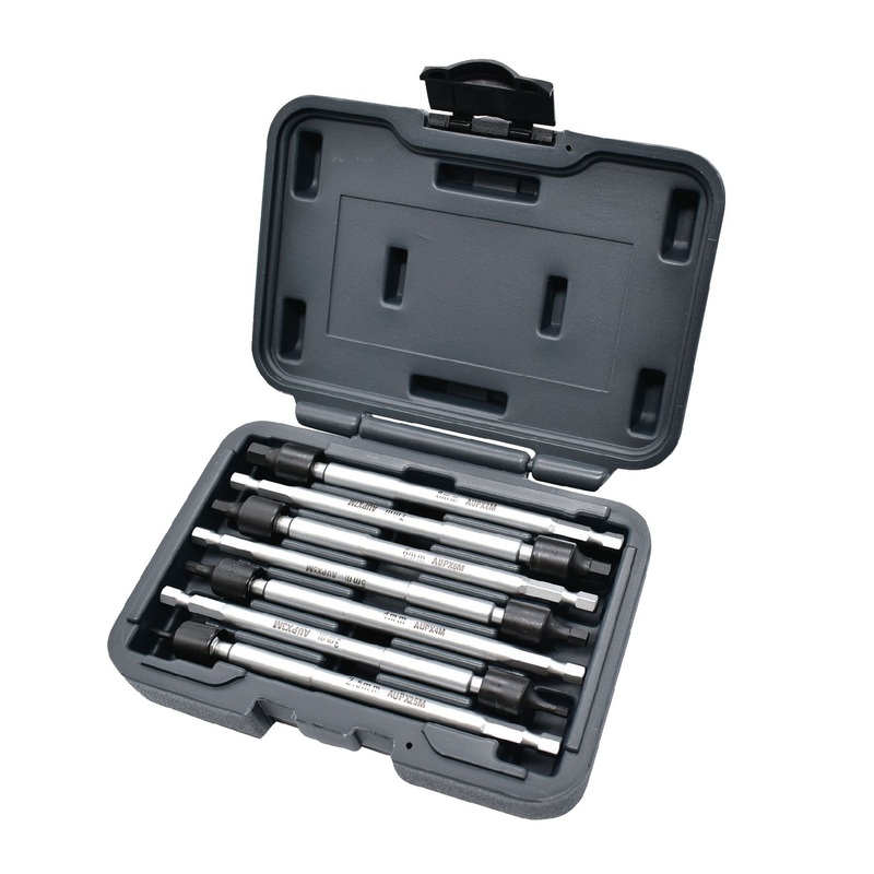 7 PIECE 1/4" SHANK METRIC HEX UNIVERSAL IMPACT DRIVER 6" LONG EXTENSION POWER BIT SET
