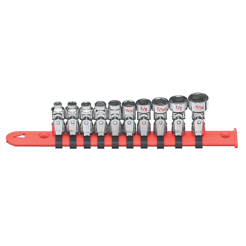 1/4" DRIVE 10 PIECE SAE 6 POINT UNIVERSAL CHROME SOCKET SET