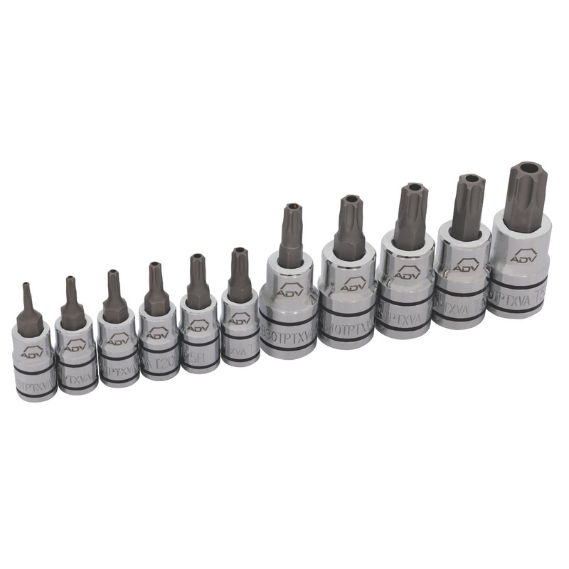 11 PIECE 1/4" AND 3/8" DRIVE ADV TAMPER-RESISTANT TORX BIT SOCKET SET