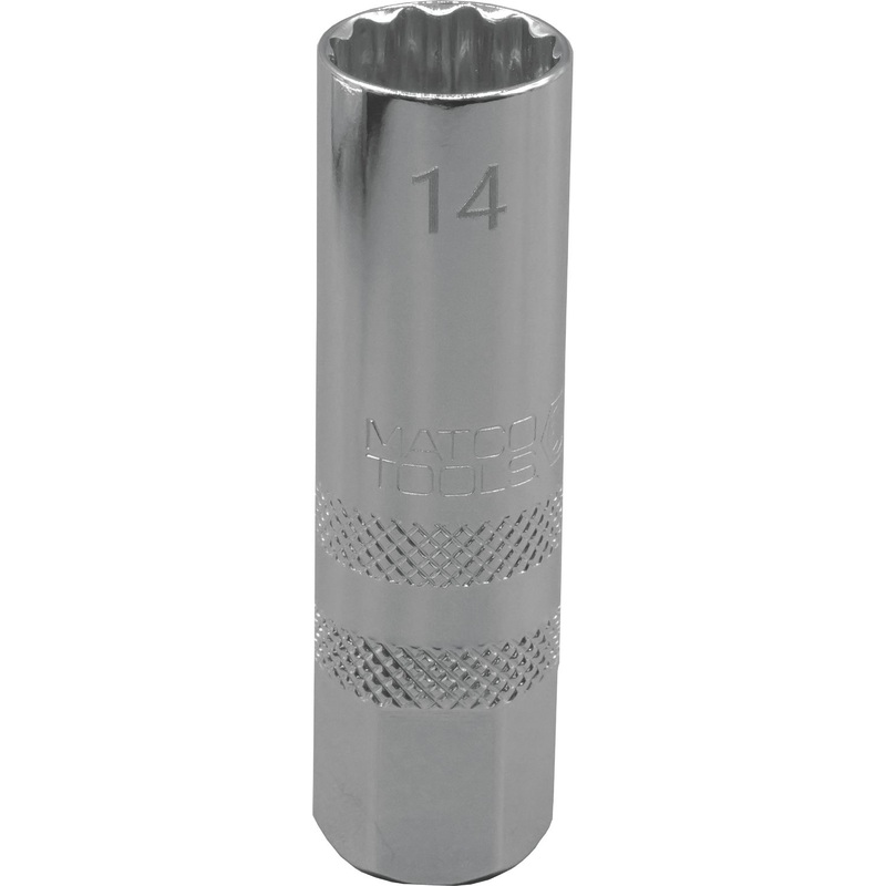 3/8" DRIVE 14mm METRIC 12 POINT 2" LONG MAGNETIC SPARK PLUG SOCKET