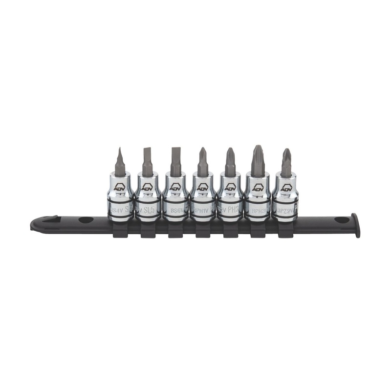 7 PIECE 3/8" DRIVE PHILLIPS AND SLOTTED ADV BIT SOCKET SET