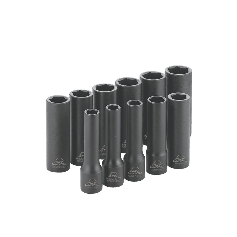 1/2" DRIVE 11 PIECE SAE 6 POINT DEEP MAGNETIC ADV IMPACT SOCKET SET