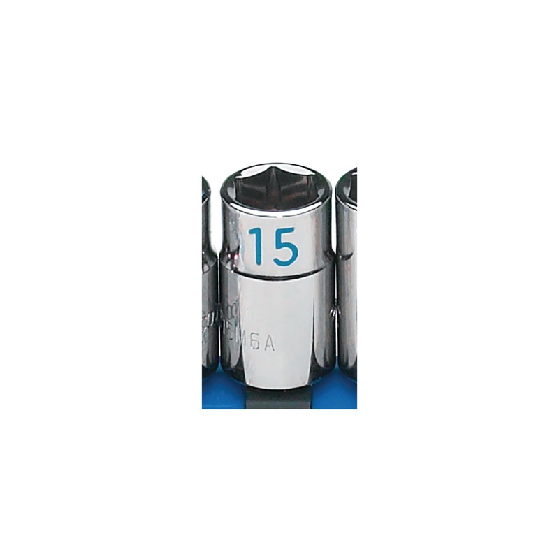 1/2" DRIVE 15MM METRIC 6 POINT CHROME SOCKET