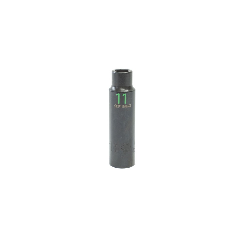 1/2" DRIVE 11MM METRIC 6 POINT DEEP IMPACT SOCKET - GREEN