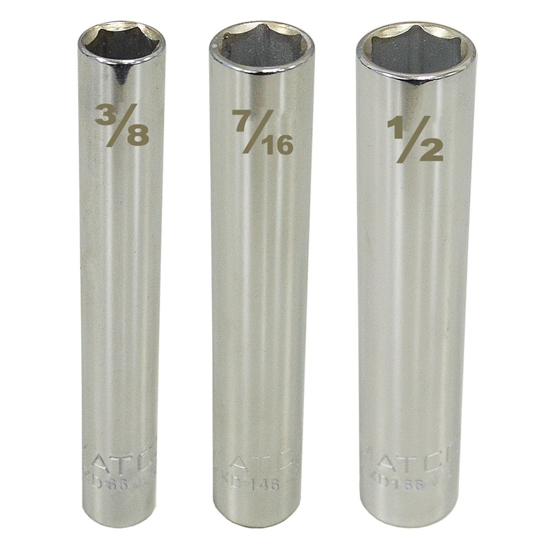 1/4" DRIVE 3 PIECE SAE 6 POINT EXTRA DEEP SOCKET SET