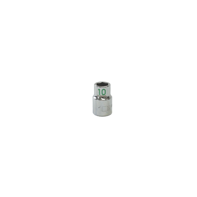 3/8" DRIVE 10MM METRIC 6 POINT CHROME SOCKET - GREEN