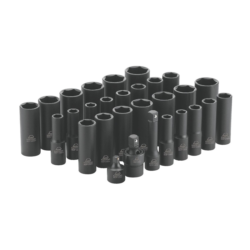 29 PIECE 3/8" DRIVE METRIC & SAE 6 POINT ADV DEEP IMPACT SOCKET SET