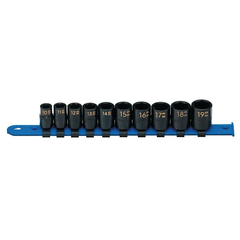 3/8" DRIVE 10 PIECE METRIC 6 POINT IMPACT SOCKET SET